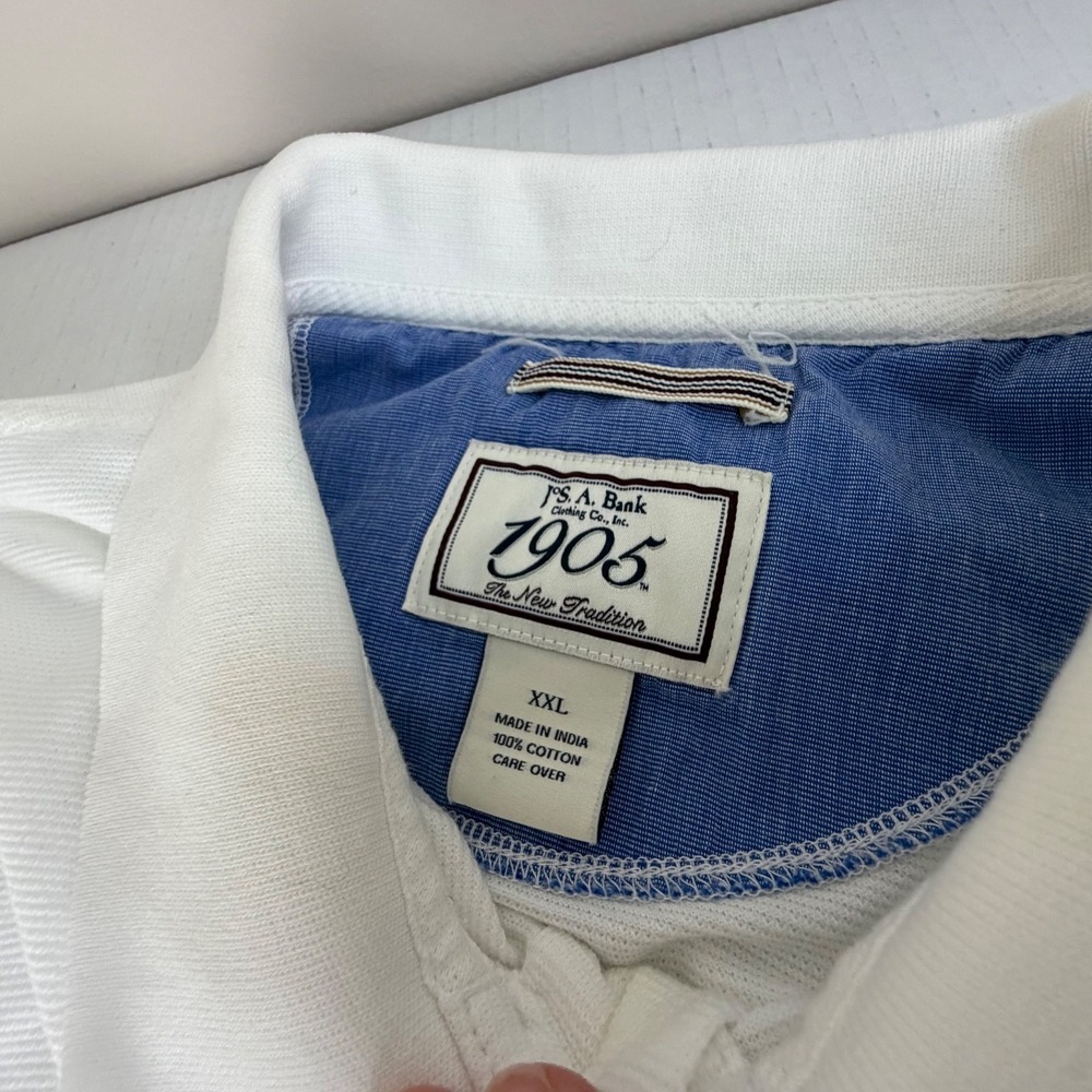 Jos. A Bank White Polo Shirt 1905 New Tradition Men's XXL Preppy Sporty Big - Picture 4 of 8